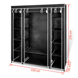 Cabinet Black Non-woven Fabric, Iron Collapsible Fabric Wardrobe 240495