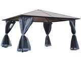 3m x 3m Hardtop Metal Frame Mesh Draped Gazebo Grey T3398P322177