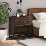 Bedside Cabinet Brown Oak 60x31x60 cm Engineered Wood and Metal 848698