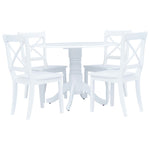 5 Piece Dining Set Solid Rubber Wood White 276869