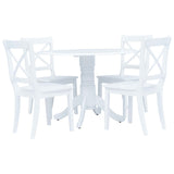 5 Piece Dining Set Solid Rubber Wood White 276869