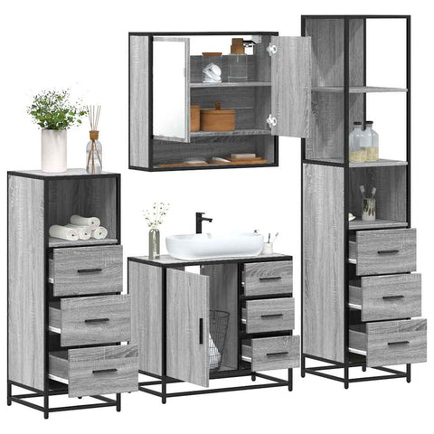4 Piece Bathroom Furniture Set Grey Sonoma Engineered Wood 3301288