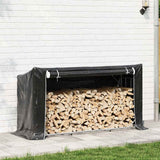 Firewood Rack with Rain Cover 100x40x200 cm Galvanised Steel 4104948