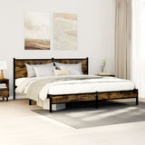 Metal Bed Frame without Mattress Smoked Oak 183x213 cm 3301378
