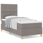 ZNTS Box Spring Bed with Mattress Taupe 100x200 cm Fabric 3339599