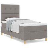 ZNTS Box Spring Bed with Mattress Taupe 100x200 cm Fabric 3339599