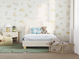 Toddler Bed Frame with Headboard Cream 70 x 140 cm Sheep Fabric 42010964