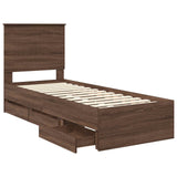 Bed Frame with Drawer Brown Oak 75 x 190 cm Engineer Wood 3411172