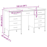 Work Cabinet with Drawer 3 pcs Black Engineered Wood and Steel 3321376