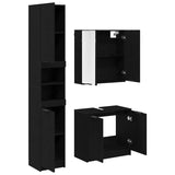 Bathroom Cabinet Set with Shelf 3 pcs Black Oak Engineered Wood 3416110