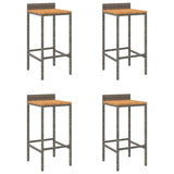Bar Stools 4 pcs Grey Poly Rattan and Solid Wood Acacia 362605