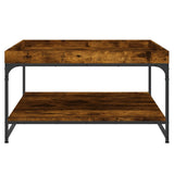 Coffee Table Smoked Oak 80x80x45 cm Engineered Wood and Iron 832815