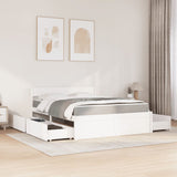 Bed with Drawers and Mattress White 160x200 cm Solid Wood Pine 3281893