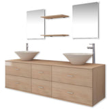 Nine Piece Bathroom Furniture Set with Basin with Tap Beige 273690