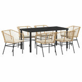 Garden Dining Set 7 pcs Brown Poly Rattan 3380915