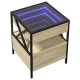 ZNTS Coffee Table with Infinity LED Sonoma Oak 40x40x51 cm 847718