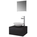 Four Piece Bathroom Furniture Set with Basin with Tap Black 273685