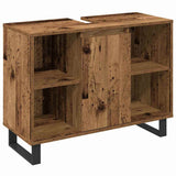 Bathroom Furniture Set with Shelf 3 pcs Brown Engineered Wood 3378510