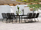 9 Piece Garden Dining Set Black 3099184