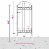 Fence Gate ASSEN 100 x 195 cm Powder-Coated Steel Grey Lockable 42008929