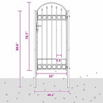 Fence Gate Grey 100 x 250 cm Powder-coated steel 42008929
