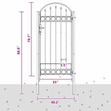 Fence Gate Grey 100 x 250 cm Powder-coated steel 42008929