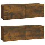 4 Piece TV Cabinet Set Smoked Oak Engineered Wood 3114331
