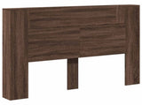 Storage Headboard with LED Brown Oak Engineered Wood 3418666