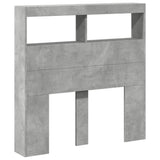 Headboard Cabinet with LED Concrete Grey 100x17x102 cm 839185