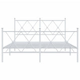Metal Bed Frame without Mattress with Footboard White 137x190cm 376568