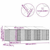 Dog Cage with Roof Silver 800 x 200 x 256 cm Steel and PE 3368300