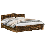 Bed Frame with Drawer Smoked Oak 180 x 200 cm Engineered Wood 3413163