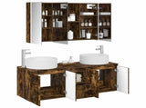Bathroom Cabinet Set 4 pcs Smoked Oak Engineered Wood 3406587