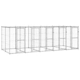 Outdoor Dog Kennel Galvanised Steel with Roof 12.1 m 3082274