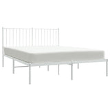 Metal Bed Frame without Mattress with Headboard White 140x200cm 350932
