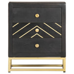 ZNTS Bedside Cabinet Black and Gold 40x30x50 cm Solid Mango Wood 286517