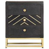 ZNTS Bedside Cabinet Black and Gold 40x30x50 cm Solid Mango Wood 286517