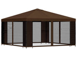 Garden Gazebo with Sidewalls 3 x 3 m Brown Polyester and Steel 900372