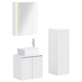 Bathroom Furniture Set 4 pcs White Engineered Wood and Glass 3407447