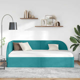 Corner Bed Frame with Headboard Turquoise 100 x 200 cm Velvet 42016664
