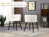 Bar Stools Set of 2, Faux Cashmere Upholstered Breakfast Bar Chairs, Modern Kitchen Stools with T3398P341398