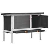 170828 Outdoor Rabbit Hutch 1 Layer Grey Wood