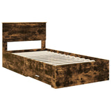 Bed Frame with Drawer Smoked Oak 100 x 200 cm Engineered Wood 3410935