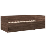 ZNTS Daybed with Drawers without Mattress Brown Oak 75x190 cm Small Single 3280838