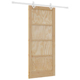 Sliding Door Natural and White 86 x 198.5 cm Solid Pine Wood 3445528