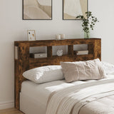 LED Headboard Smoked Oak 160x18.5x103.5 cm Engineered Wood 837355