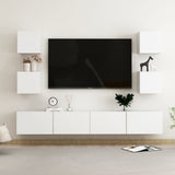 6 Piece TV Cabinet Set White Engineered Wood 3078663