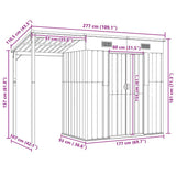 Garden Shed with Extended Roof Light Grey 277x107x181 cm Steel 364525