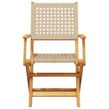 5 Piece Garden Dining Set Beige Poly Rattan and Solid Wood 3281816