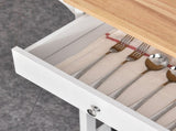 Kitchen Trolley, Kitchen Island on Wheels, w/ Wood Top, 3 Shelves and Storage Cupboard, White T3398P341326